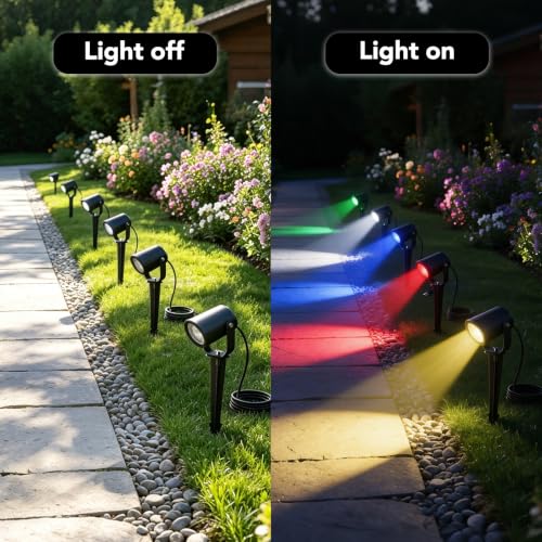 120V Plug-in Color Changing LED Landscape Lighting with IP65 Waterproof for Garden Yard Decor