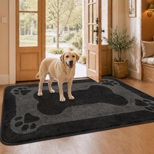 Charcoal Gray Dirt Trapping Mud Mat Non-Slip TPR Backing Microfiber Washable Absorbent Quick Dry
