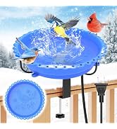 ODSNANIE Heated Bird Baths for Outdoors,100W Winter Heated Birdbath,Brown | Thermostat Control,3 ...