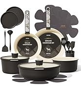 CAROTE 25-Piece Ceramic Cookware Set, Nonstick Pots and Pans Set with Detachable Handle, Non-Toxi...