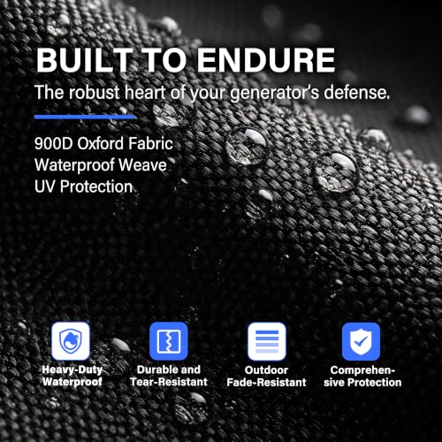 Black The Generator Cover Is Made of Heavy-Duty 900D Oxford Fabric with a PU Coating
