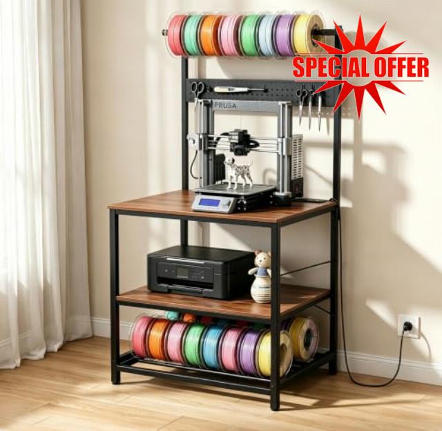 NORTHSKY 3D Printer Stand with Filament Storage – Tall 60" Heavy Duty Metal 3D Printer Table Desk with Power Strip & Pegboard Panel