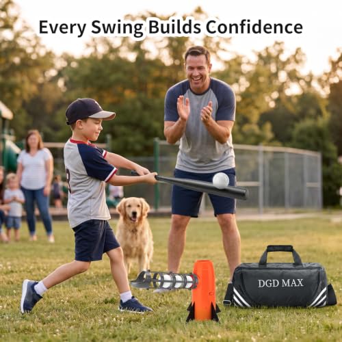 Kids Tee Popper for Baseball Training Wiffle Ball Pitching Machine Toy with Wiffle Ball Bat