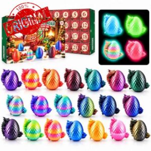 2026 Advent Calendar 3D Printed Dragon Eggs with Dragon Fidget Toy for Kids                                                          24 PCS with 4 Glow Eggs