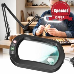 30X 12X Square Magnifying Glass with Light and Clamp