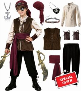 Akokvlar 10 Pcs Kids Medieval Viking Pirate Renaissance Costume for Boys