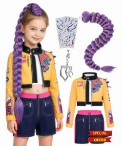 Kids Pop Star Costume Girls Halloween Costumes Outfit with Accessories Set                                                          Hunters Costume