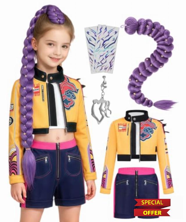 Kids Pop Star Costume Girls Halloween Costumes Outfit with Accessories Set                                                          Hunters Costume