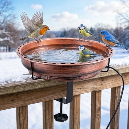 Heated Bird Bath for Deck Railing