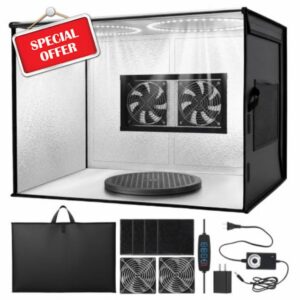 AELIVET Airbrush Booth with Dual Fan Ventilation & Adjustable LED Light                                                          24x16x16 Inch Portable Airbrush Booth