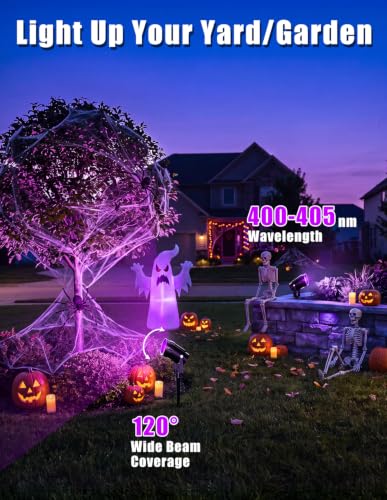 Waterproof Black Lights for Yard Garden Tree Glow Party Fluorescent Posters Body Paint Decor 2 Pack