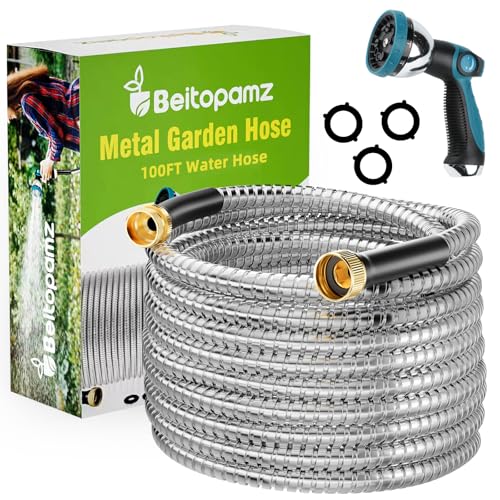 Stainless Steel Heavy Duty Water Hose 100ft Flexible & NON Expandable for Water Flow