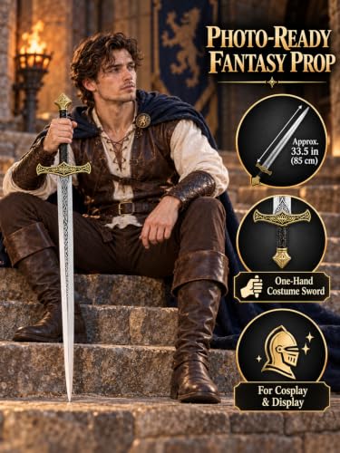 vintage-style grip and textured blade add medieval character to Halloween costumes