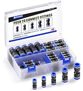 TAILONZ PNEUMATIC 1/4"3/8"1/2"1/8" Black Push to Connect Fittings Air Hose Fittings,Threaded Conn...