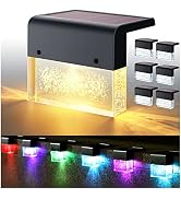 DenicMic Solar Deck Lights LED Waterproof Solar Step Lights Outdoor 6 Pack | Solar Fence Lights f...