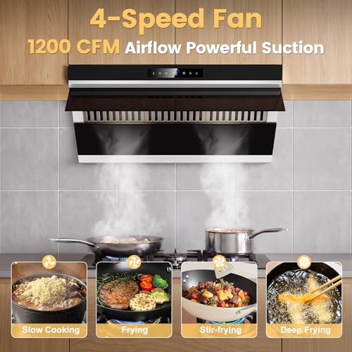 1200 CFM Stainless Steel Stove Vent Hood 4-Speed Gesture Touch Control