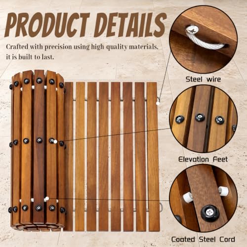 Non-Slip Rubber Feet Large Solid Teak