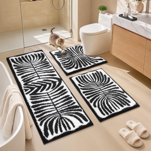 Super Absorbent Non Slip Bath Mat Set Washable Bath Set Includes Small Bath Mat