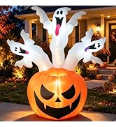 Bajree 12FT Halloween Inflatable Arch with Ghost Pumpkin Outdoor Yard Decor | Giant Haunted Castl...