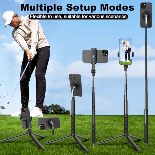 Magnetic Phone Stand                                                          53.5" Golf Phone Holder with Ground Spike & Tripod Stand