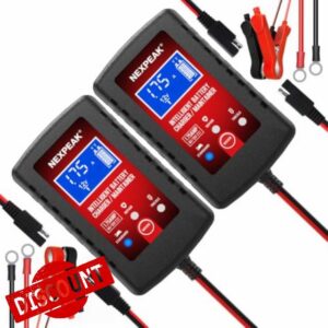 2-Pack 1.75A Car Battery Charger 6V &12V Battery Maintainer Trickle Charger                                                          Fully automatic 6V/12V Battery Charger