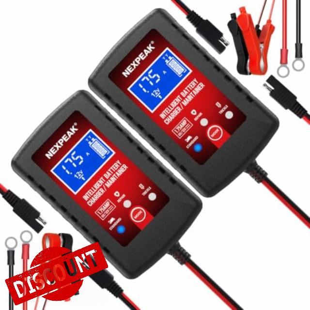 2-Pack 1.75A Car Battery Charger 6V &12V Battery Maintainer Trickle Charger                                                          Fully automatic 6V/12V Battery Charger