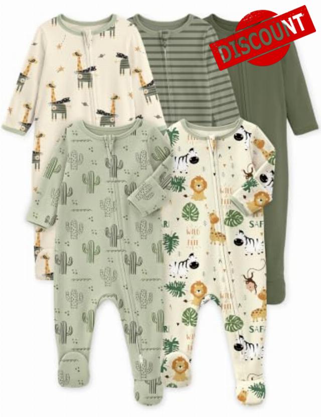 Yoofoss Baby Sleepers 5 Pack 100% Organic Cotton