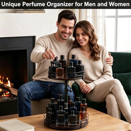 Wooden and Metal Cologne Perfume Organizer for Men and Wome