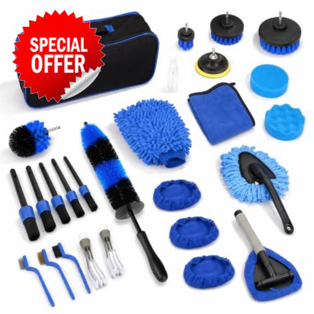 27Pcs Car Detailing Kit with Heavy Duty Detailing Brushes