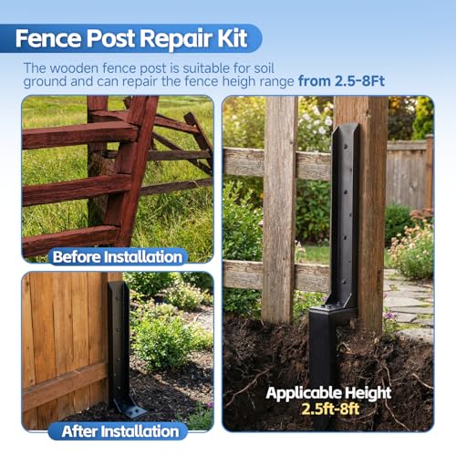 Thickened Anchor Ground Spike for Repairing Tilted/Broken Wood Posts (4)
