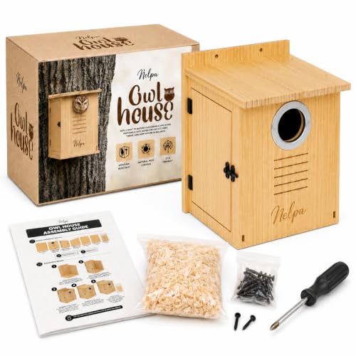 Cedar Owl House with Steel Entrance & Side Door Nesting Box for Outdoors