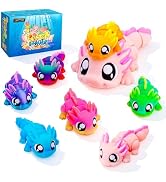 Cybermaker Axolotl 3D Printed Animal Toy, 8-Piece Family Set | 1 Mama & 7 Colorful Babies, Flexib...