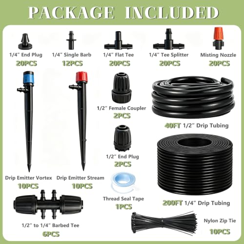 Automatic Drip Irrigation Kit for Greenhouse/Yard/Lawn/Plant/with 1/2 inch Hose