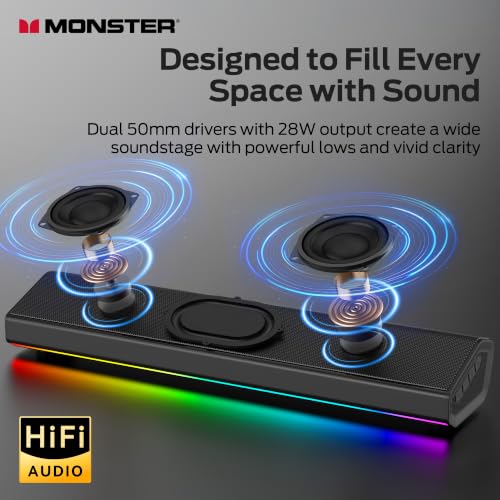 28W Stereo PC Speakers with TWS Wireless Pairing