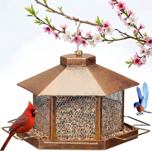 7.2LB Heavy Duty Wild Bird Feeder for Outdoors Hanging 360° feeding perches