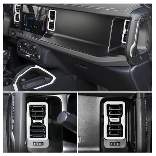 Center Console Dash Grab Handle Cover Trim+Air Conditioning Outlet Adjustment Trim+Central Control Air Outlet Vent Cover,White