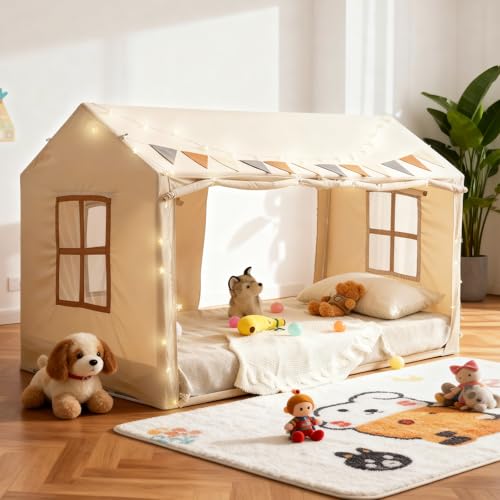 Princess Bed Canopy Playhouse with Star Lights