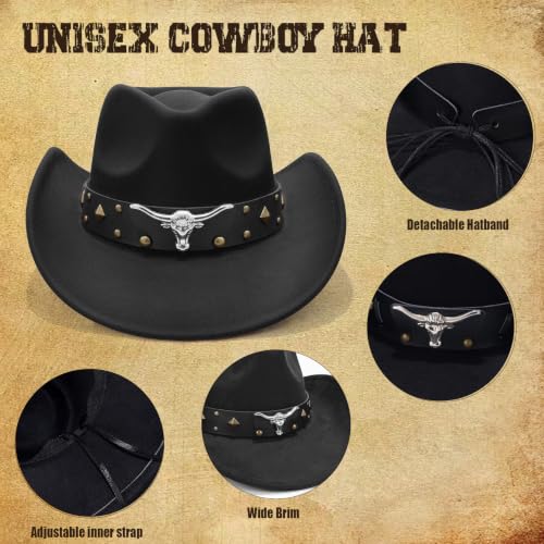 Western Cowboy Hats with Gift Hat Box Wide Brim Cowboy Cowgirl Hats with Western Bracelets