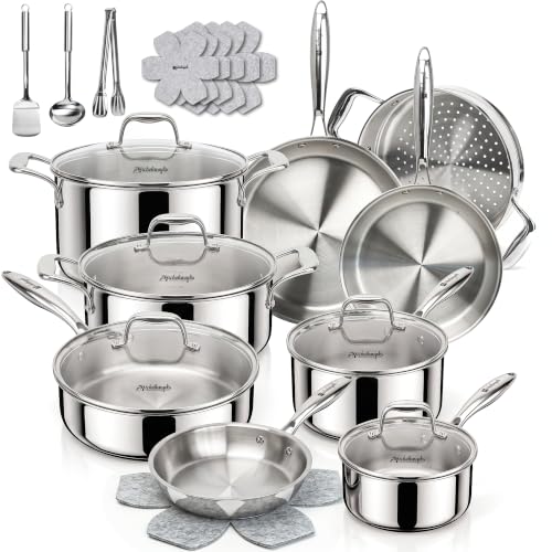 23-Piece Pots and Pans Set Fully Clad Construction