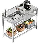 Jocisland Commercial Ice Maker, 600lbs/24H Stainless Steel ice Machine Countertop with 284lbs Sto...