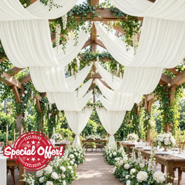 5FT x 50FT Ivory Ceiling Drapes for Weddings