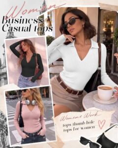 Collared V Neck Shirt with Thumb Holes
