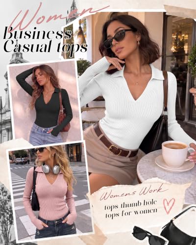 Collared V Neck Shirt with Thumb Holes