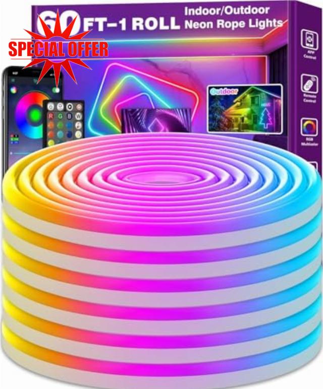 SINLEY Led Neon Rope Light 60FT