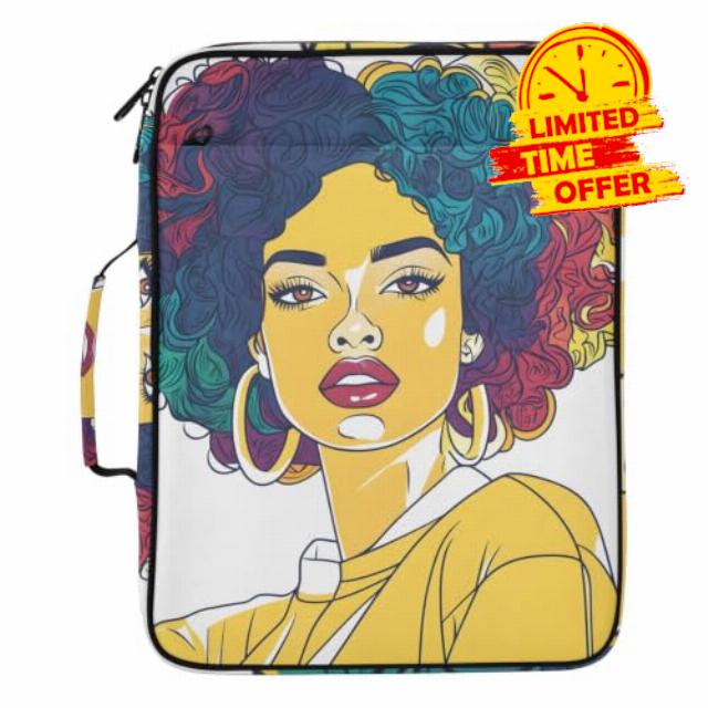 ALAZA Beautiful Girl Explosive Hair Style 3 Ring Binder Bag with 7-Pocket Accordion File Organizer