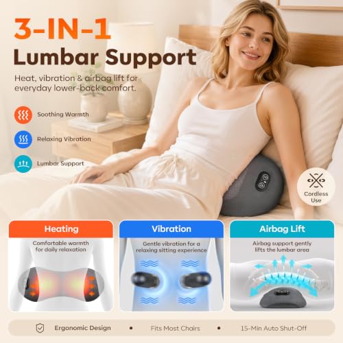 Vibration & Traction Plug-in 3-in-1 lumbar support with heat