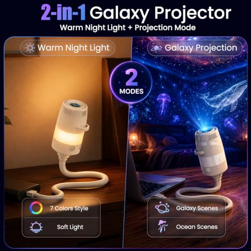 USB Ocean Projector for Bedroom Mini Plug and Play Star Projector with 13 Projector