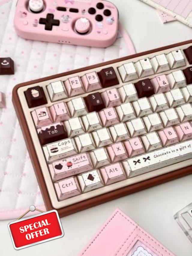 Cute Keycaps Strawberry Chocolate Shine Through Cherry MX Key Cap                                                          126 Keys
