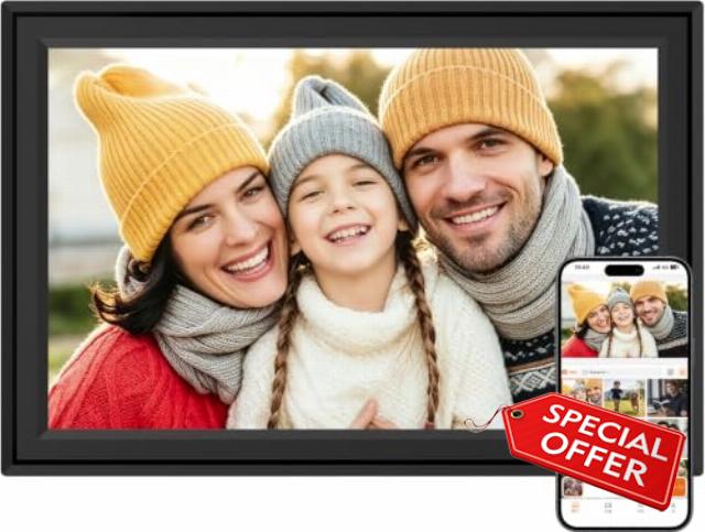10.1 Inch WiFi Digital Picture Frame with IPS Touchscreen                                                          Share Photos from Your Phone