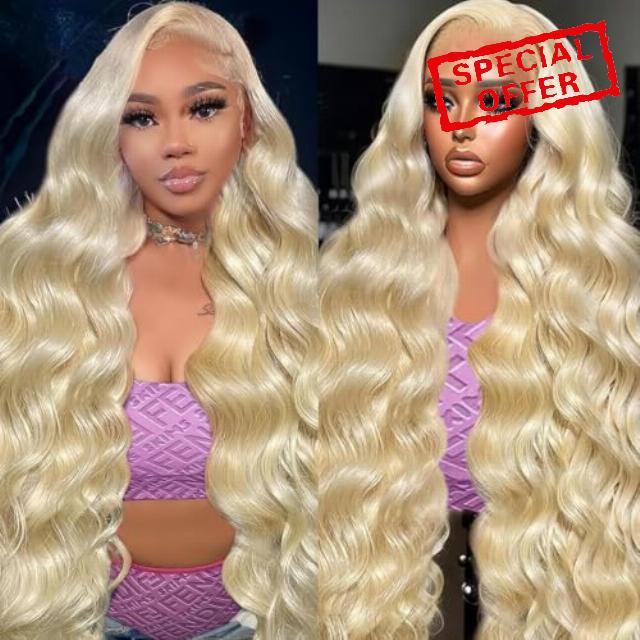 30 Inch 613 Lace Front Wig Human Hair 13X6 Body Wave Blonde Wig Human Hair                                                          HD Lace Front Wig 200% Density Pre-Plucked with Natural Hairline Dyeable Tangle-Free for Women All Occasions